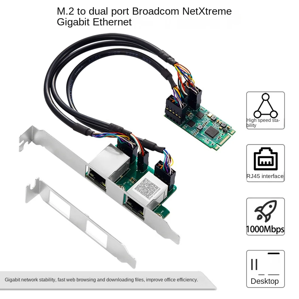 

M.2 to Dual Port 2.5G Gigabit Network Card 2 RJ45 Ports 2500 Mbps 1000M B/M Key Slot, 2242 SizeJAS