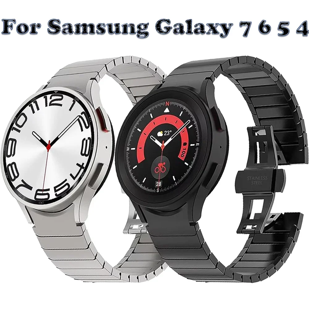 

Металлический ремешок для Samsung Galaxy Watch 7 6 5 4 44 мм 40 мм Ремешок из нержавеющей стали для Watch 5 Pro 45 мм 6/4 Classic 47 мм 43 мм 46 мм 42 мм