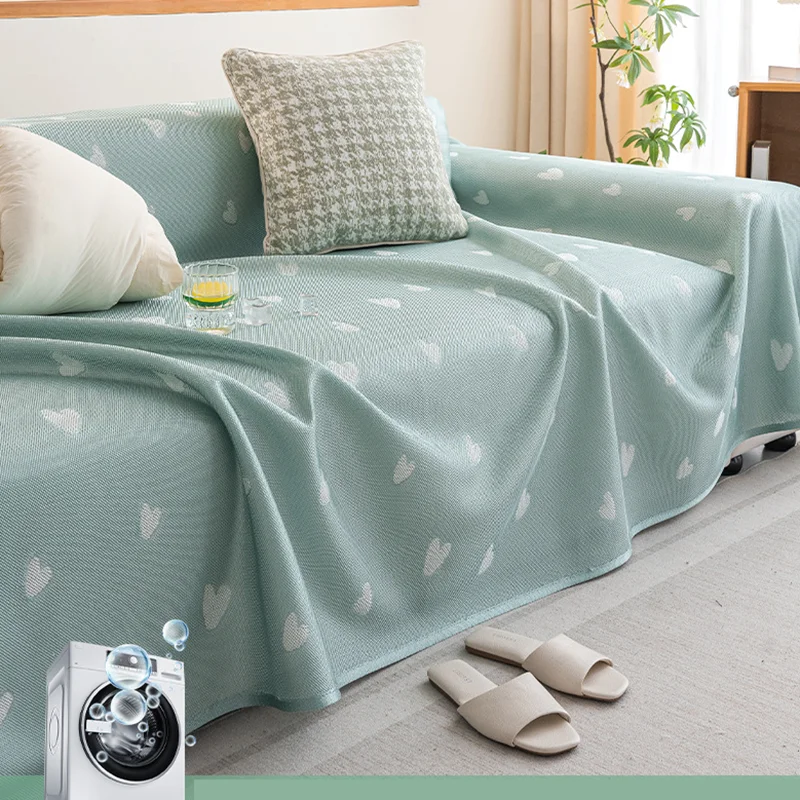 Summer Love Printing Cooling Sofa Towel Cozy Breathable Seat Cushion for Living Room Sofa Skin-Friendly Single Couch Slipcover