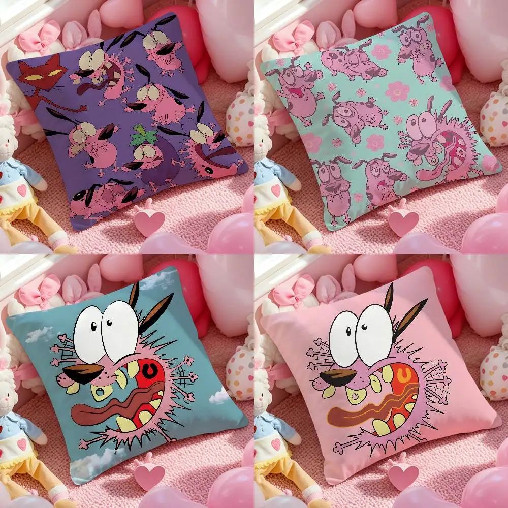 Anime Courage The Cowardly Dog Pillow Case Pattern Printed Pillowcase For Living Room Sofa Cushion Cover & Bedroom Decor