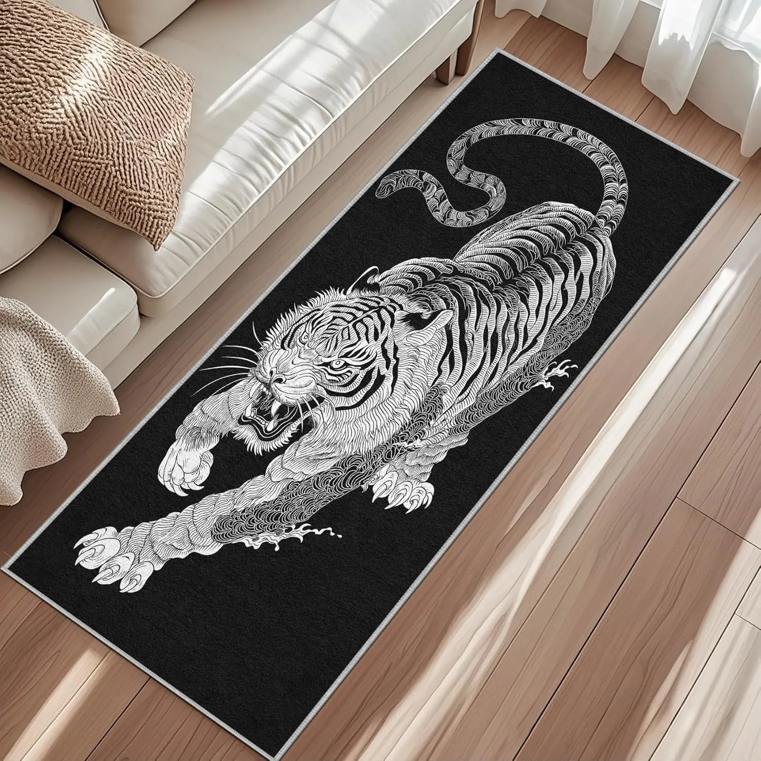 Animal Carpets Tiger Skin Rugs Entrance Bedroom Laundry Room Washable Non Slip Soft Low Fleece Decorative Corridor Floor Mats