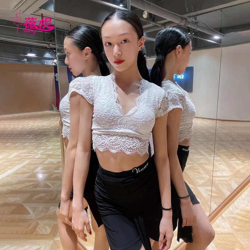 

Платье для латинских танцев Vennystyle для девочек, тренировочный комплект из 2 предметов с верхом и юбкой, тренировочный наряд для занятий танцами