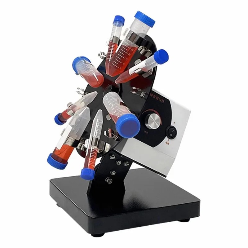 La velocità continua da 20-80 giri/min contiene tubi da 50/15/5 ml (4+4+8) Agitatore da laboratorio per miscelazione, estrazione, miscelatore vortice con piattaforma rotante