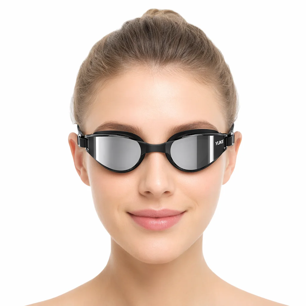 Mirrored Myopia Swim Goggles for Adults - Different Prescription for Left & Right Eye, Anti-Fog,Interchangeable Nose Clips S/M/L