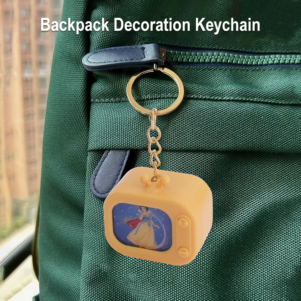 BORUiT 미니 TV 키체인 LED 무드등 가방 펜던트 분위기 조명 기숙사 침대 옆 탁상 장식 및 선물용