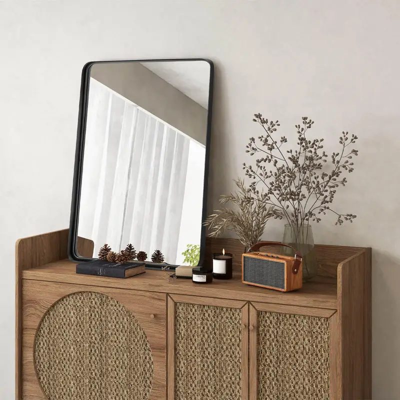 Rectangular Wall Mount Bathroom Mirror, Vanity Mirror for Washroom, Bedroom, Entryway, Vertical or Horizontal Hanging, Minimalist Wall Mirror, M Size