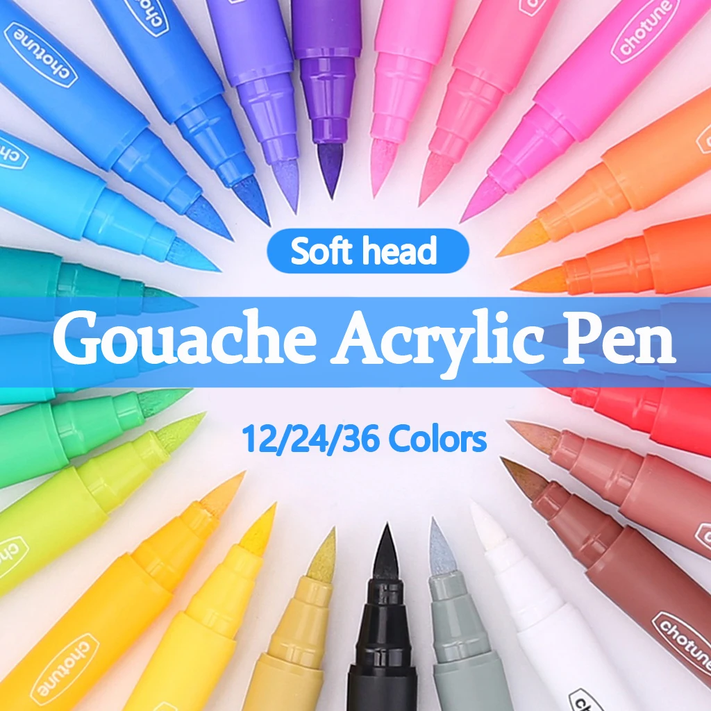 

Акриловый маркер «гуашь» 12/24/36 цветов, мягкая Водонепроницаемая ручка «сделай сам», креативные граффити, школьные канцелярские принадлежности для студентов