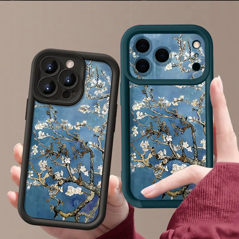 White Flowers Branches Case For iPhone 17 Pro Max Funda iPhone 16 Pro Max 11 12 13 14 15 16E 18 Shockproof Silicone Soft Cover