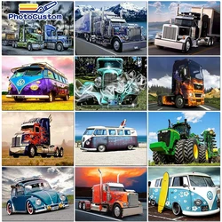 PhotoCustom Diamond Painting Truck Scenery Mosaic Picture of Rhinestones Diamond Art Full Square Drill DIY Crafts For Home Decor