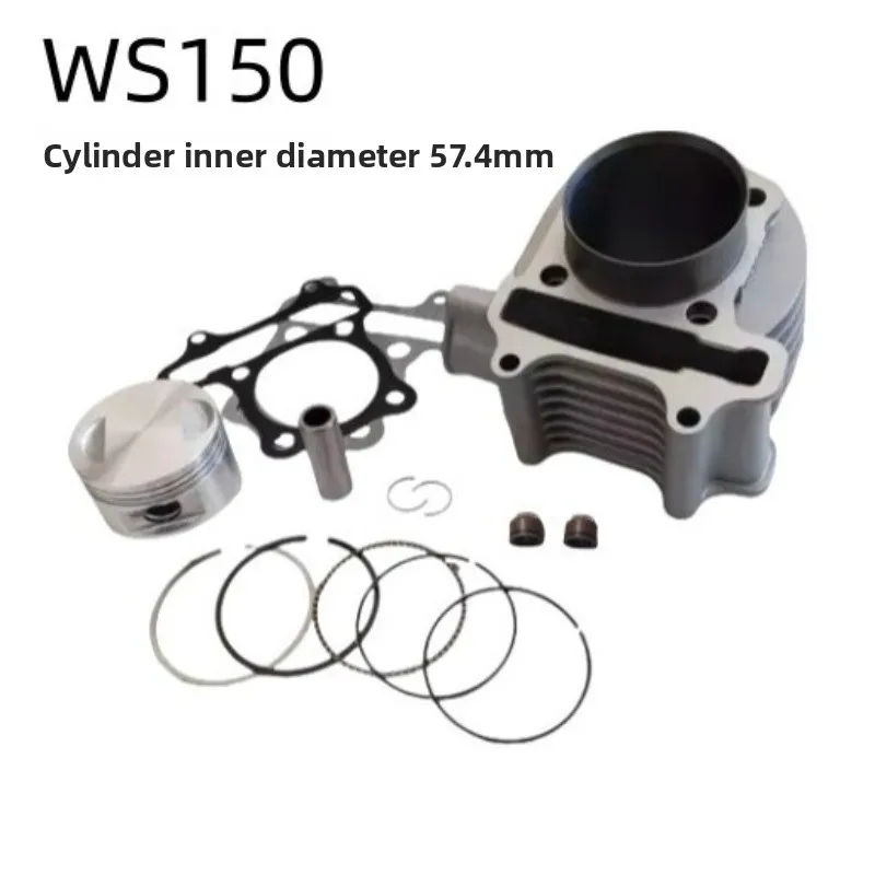 Kit de Cilindro para Motocicleta, Diámetro Interior de 57.4 mm, Compatible con GY6-150 WS150 DS150, Revestimiento de Cilindro Resistente, Piezas de Repuesto para Motor