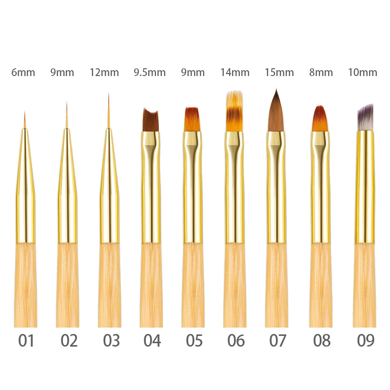 Professional Nail Art Brushes 3D Painting Manicure Acrylic Brush UV Gel Line Drawing Flower Carving Pen Wooden Handle Nail Tools