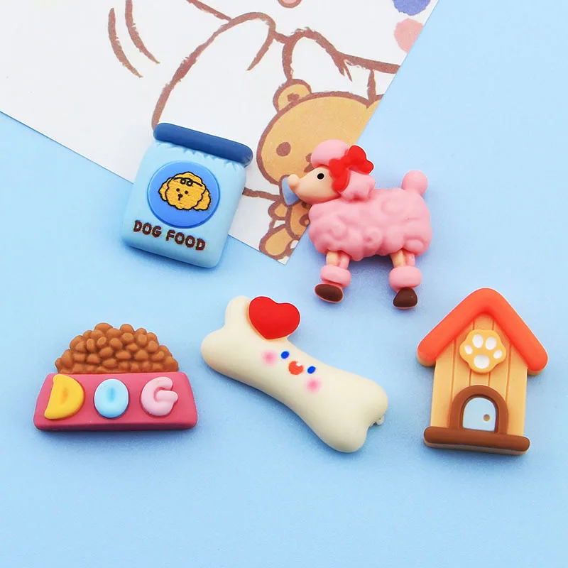 100pcs Kawaii Resin Simulation Cartoon House Bone Dog Food DIY Home Decor Miniature Fairy Garden Decoration Dollhouse Accessory