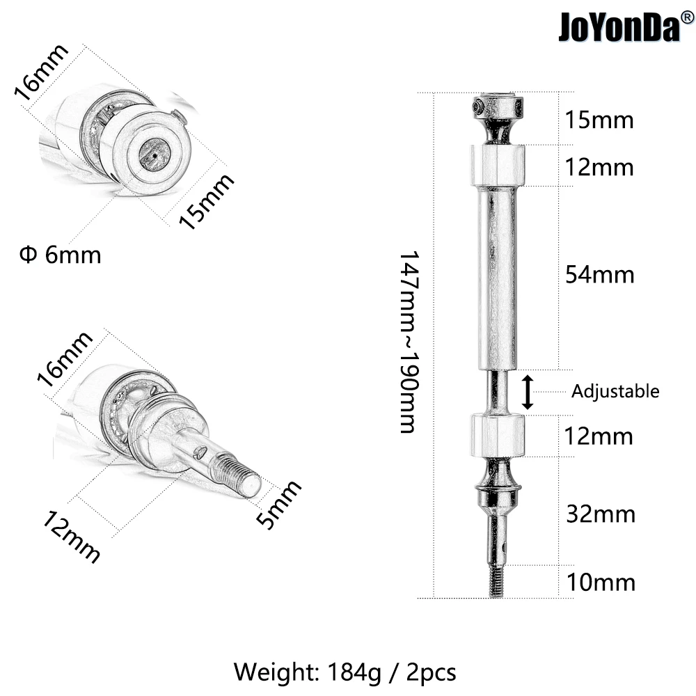 2pcs #5451 Hard Steel Driveshaft Assembly Left(1) & Right(1) for RC Traxxas 1/10 Revo® 53097-3 T-Maxx® 49077-3
