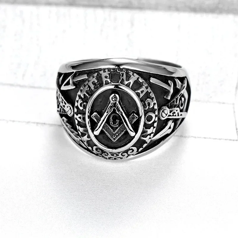 

Personalized Jewelry Vintage Freemasonry Logo Stainless Steel Men's for Rings Size 8-13