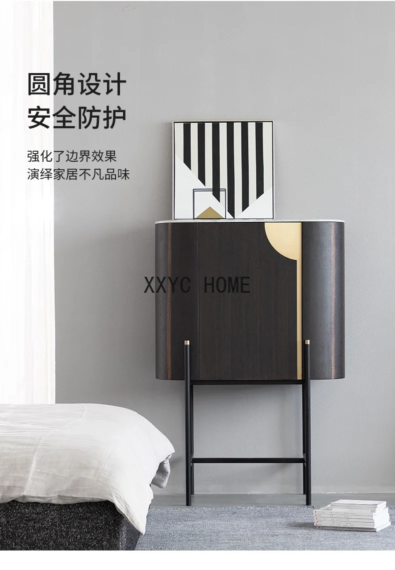 

Mild Luxury Marble Sideboard Cabinet High Wine Side Hallway Vintage Locker Living Room