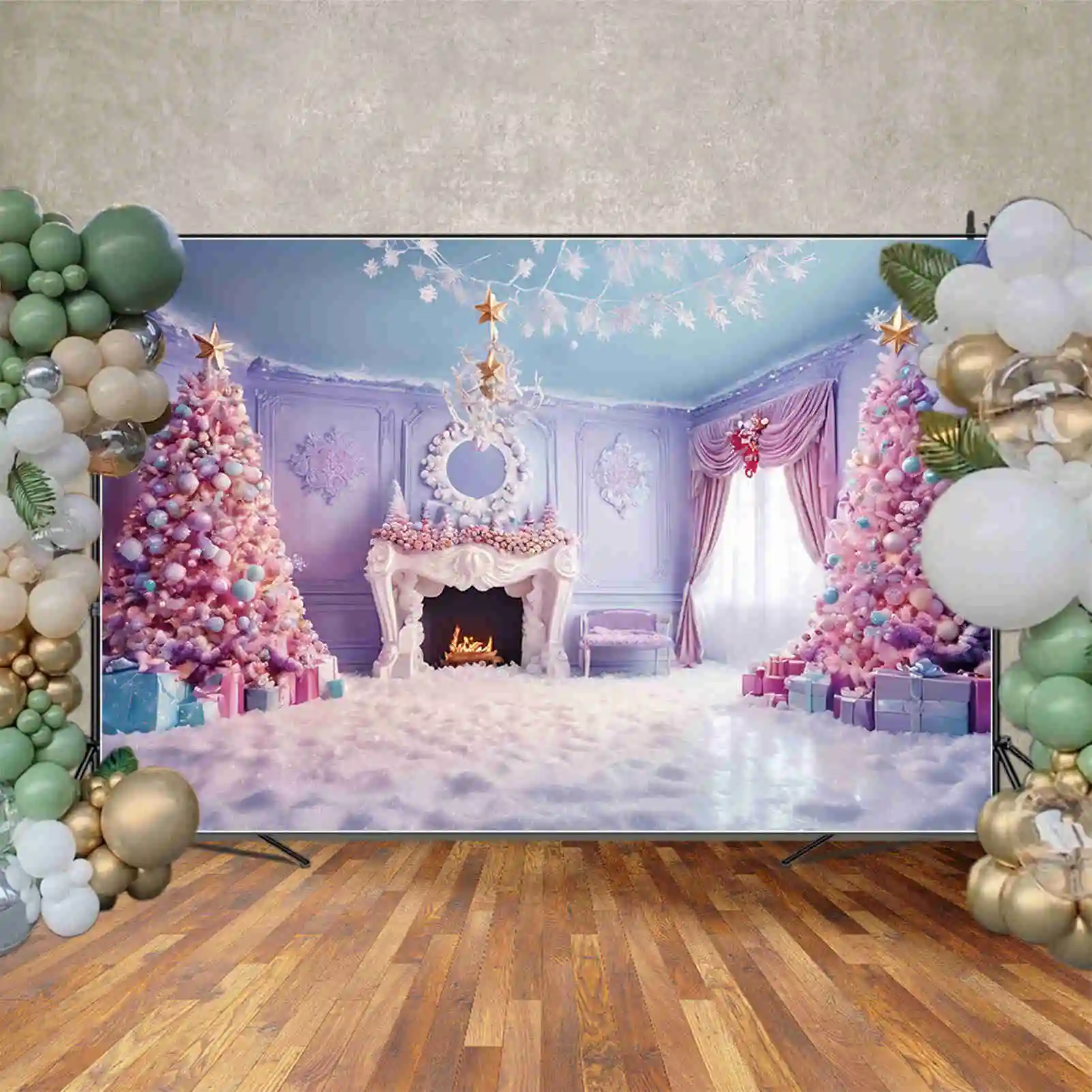 MOON.QG latar belakang pohon Natal dalam ruangan Natal hiasan putri ruang tamu latar belakang gadis perlengkapan fotografi pesta