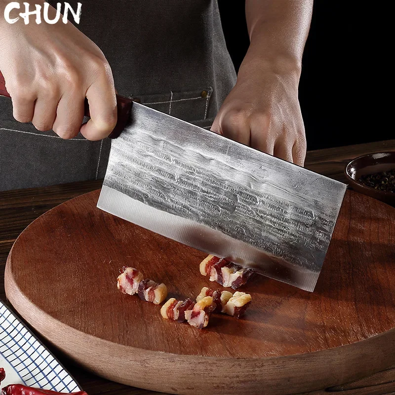 CHUN Stainless Steel Kitchen Knife Forged Chinese Kitchen Knife Handmade Hammer Pattern Chopping Slicing Dual-purpose Knives