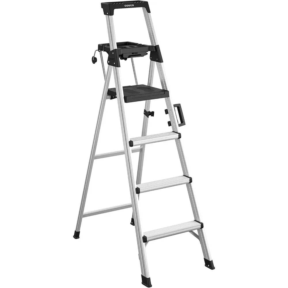 6-foot  Aluminum Folding Step Ladder,Lightweight ,300 lb. Capacity,Large Platform Step with Slip-Resistant Tread