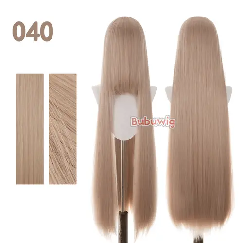 Bubuwig Synthetic Hair 100cm Long Straight Pure Color Cosplay Wigs Over 100 Colors Black White Red Blue Brown Wig Heat Resistant - Image 8