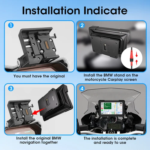 Imagen 2 del producto Para BMW motocicleta Carplay navegación GPS inalámbrico Carplay Android Auto Dual Bluetooth para BMW R1200GS ADV/ R1250GS ADV/S1000XR