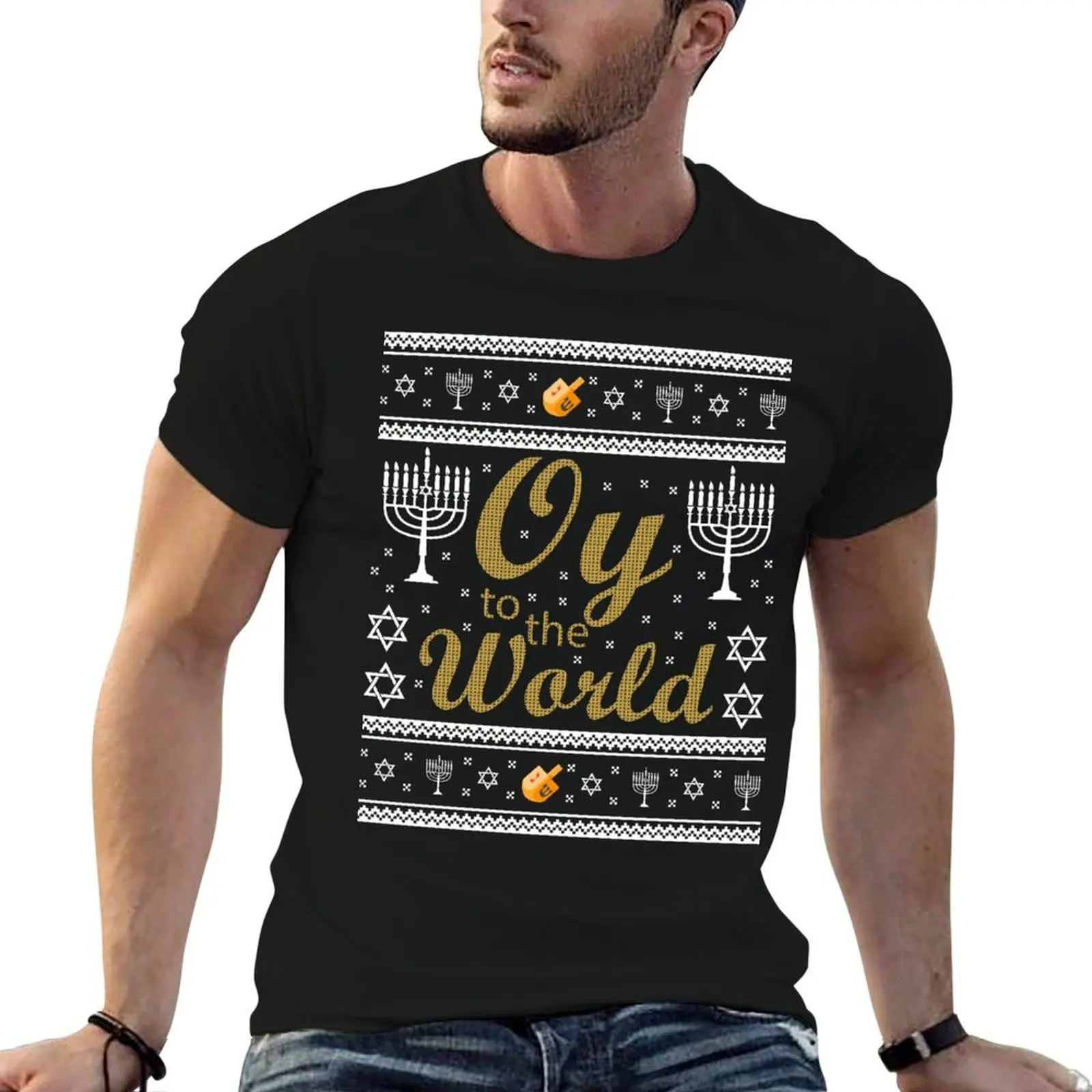 Deck The Halls With Matzo Balls Ugly Hanukkah Sweater T-Shirt Casual All Match Tee Shirt for Men