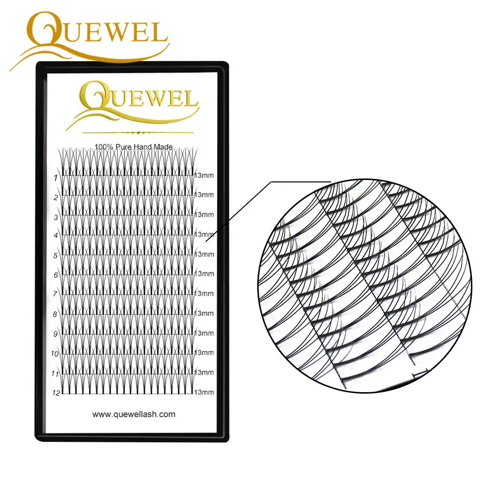 Quewel Long Stem Premade Fans Eyelashes Extension Silk Individual Volume Eyelash 3D/4D/5D/6D False Mink Lash Natural Handmade