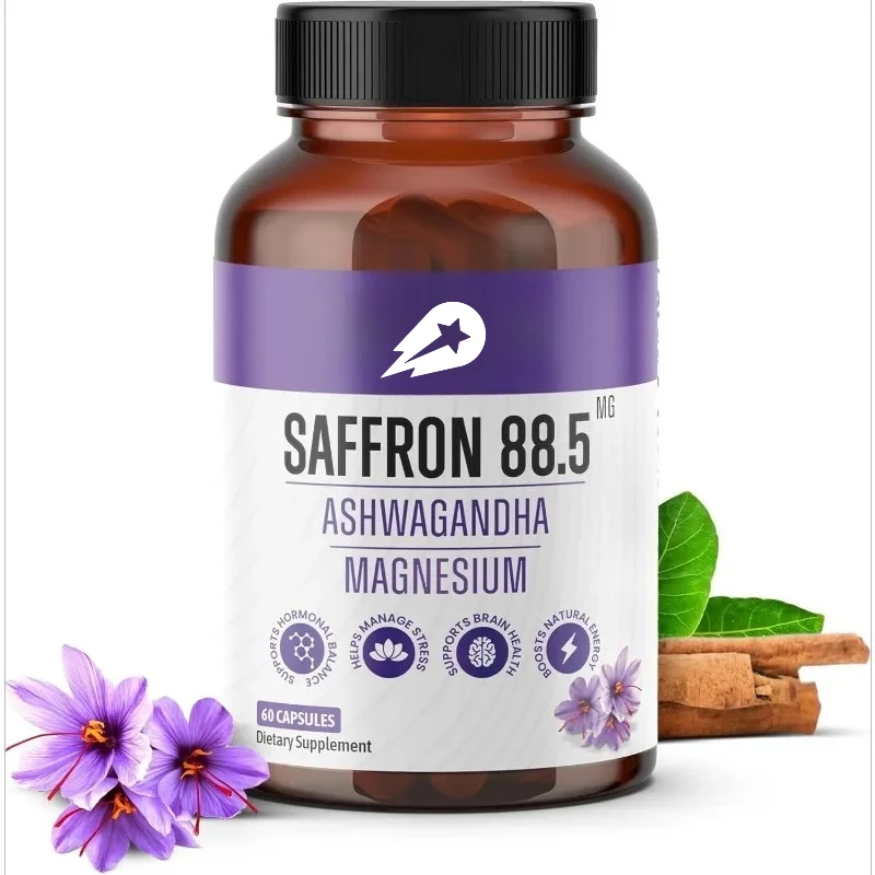 

Saffron Supplement 88.5mg Extract Containing Magnesium - Supports Eye Health with 60 Vegetarian Food Capsules