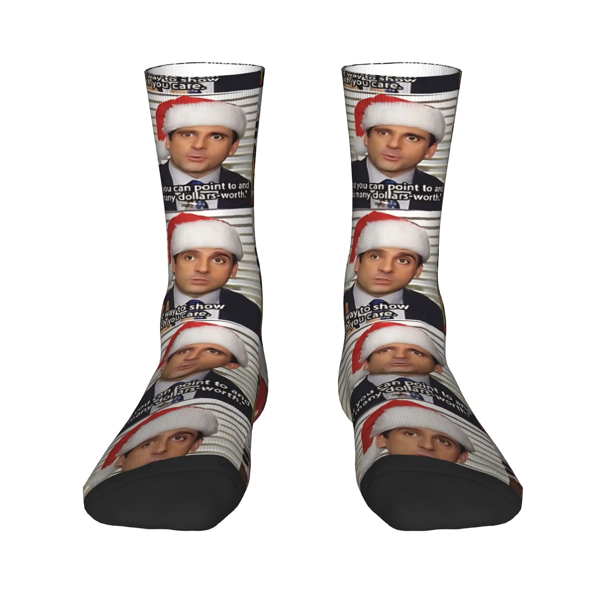 Unisex Men Socks Christmas Card The Office Stockings Non-Slip Quality Socks Winter Fashion Custom Cycling Socks