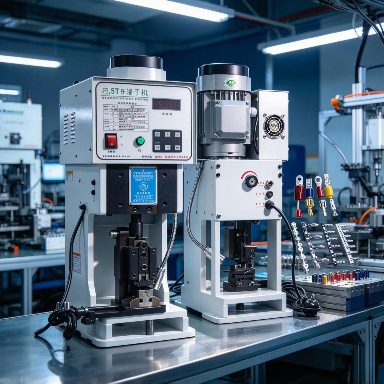 Terminal Machine 220V 110V Fully Automatic Wire Terminal Crimper 1.5T Low Noise Vertical Horizontal Single Grain Mold Optional