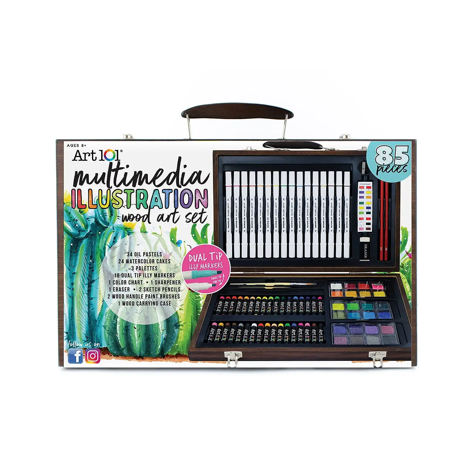 

Art 101 Multimedia Illustration Multifunctional Art Set in a Wood Case for Adults