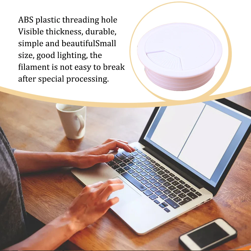 Desk Cable Hole Cover Organizer ABS Covering Fittings Wire Pass Through Gasket Round Computer Grommet Furniture Fittings