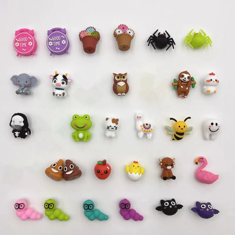 20/50pcs New Focal Silicone Beads Stereo Animals Shape For Jewelry Making DIY Pen KeyChain Necklace Accessories Silicone Beads