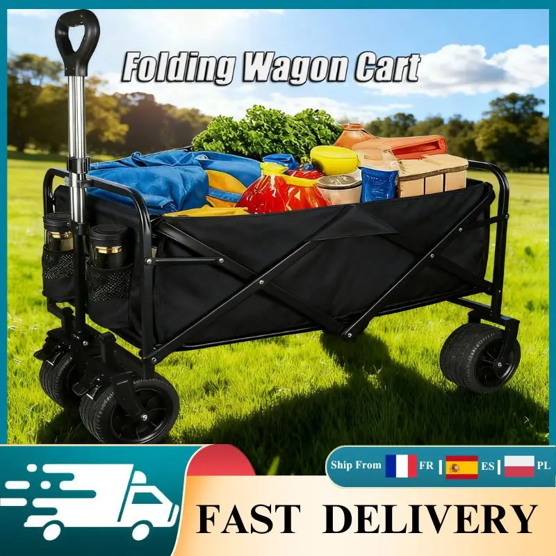 Carrito Plegable Resistente para Camping, 150L de Gran Capacidad, Carrito de Playa Portátil para Camping, Picnic, Compras y Eventos Deportivos