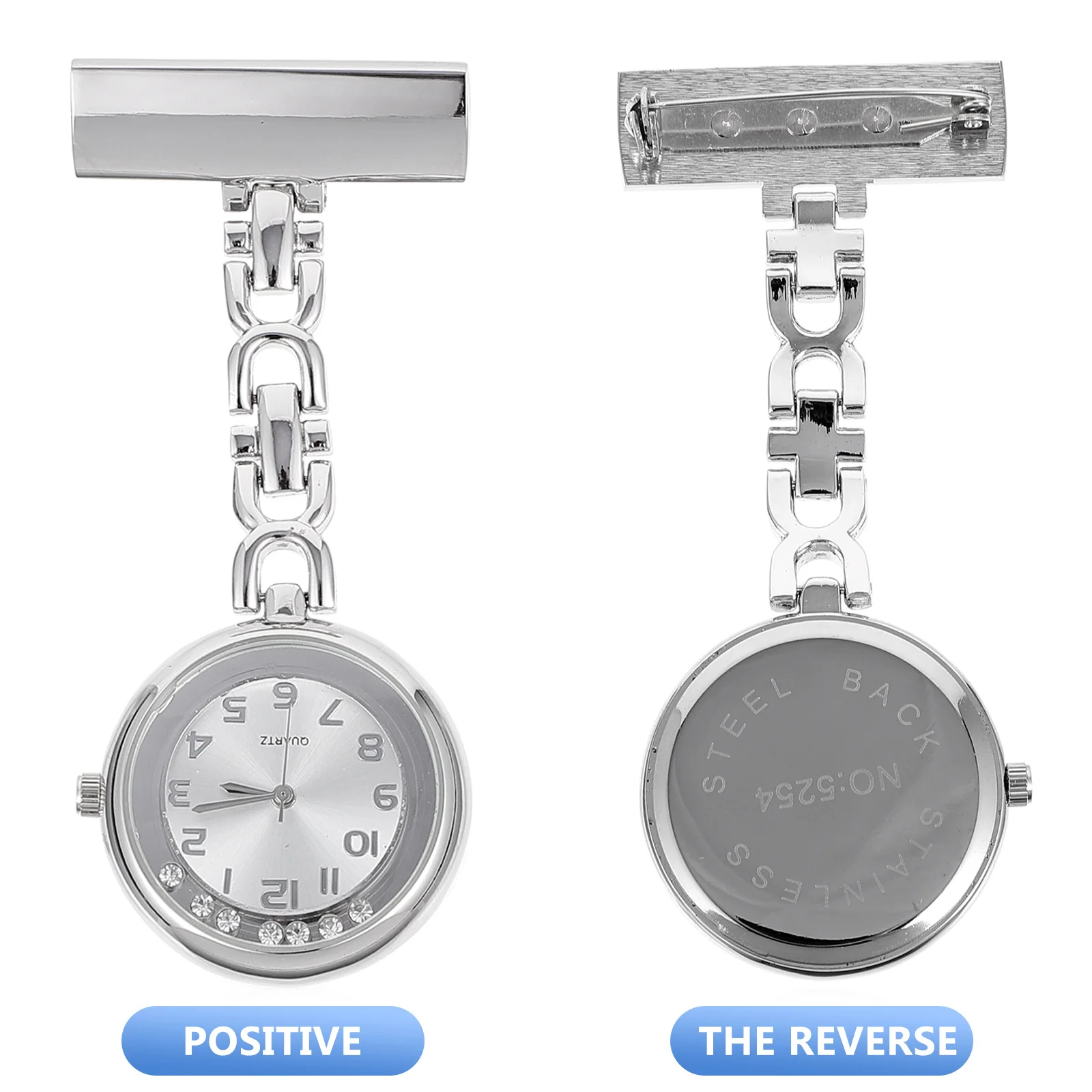 

1Pcs Alloy Nurse Watch Water Drill Clip-on Large Dial Practical Nurse Watch for Nursing Students Doctors