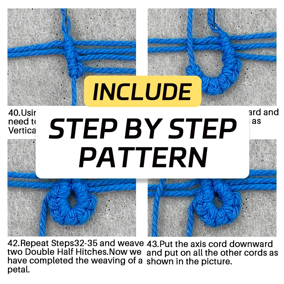 مجموعة واحدة من مجموعة مكرامية اللوتس المعلقة على الحائط مع برامج تعليمية خطوة بخطوة للمبتدئين، لوازم يدوية ذاتية الصنع.