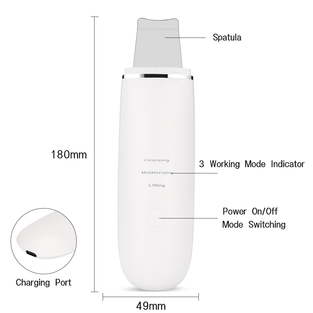 초음파 페이셜 스파출라 - 블랙헤드 제거 및 모공 클렌저 뷰티 디바이스