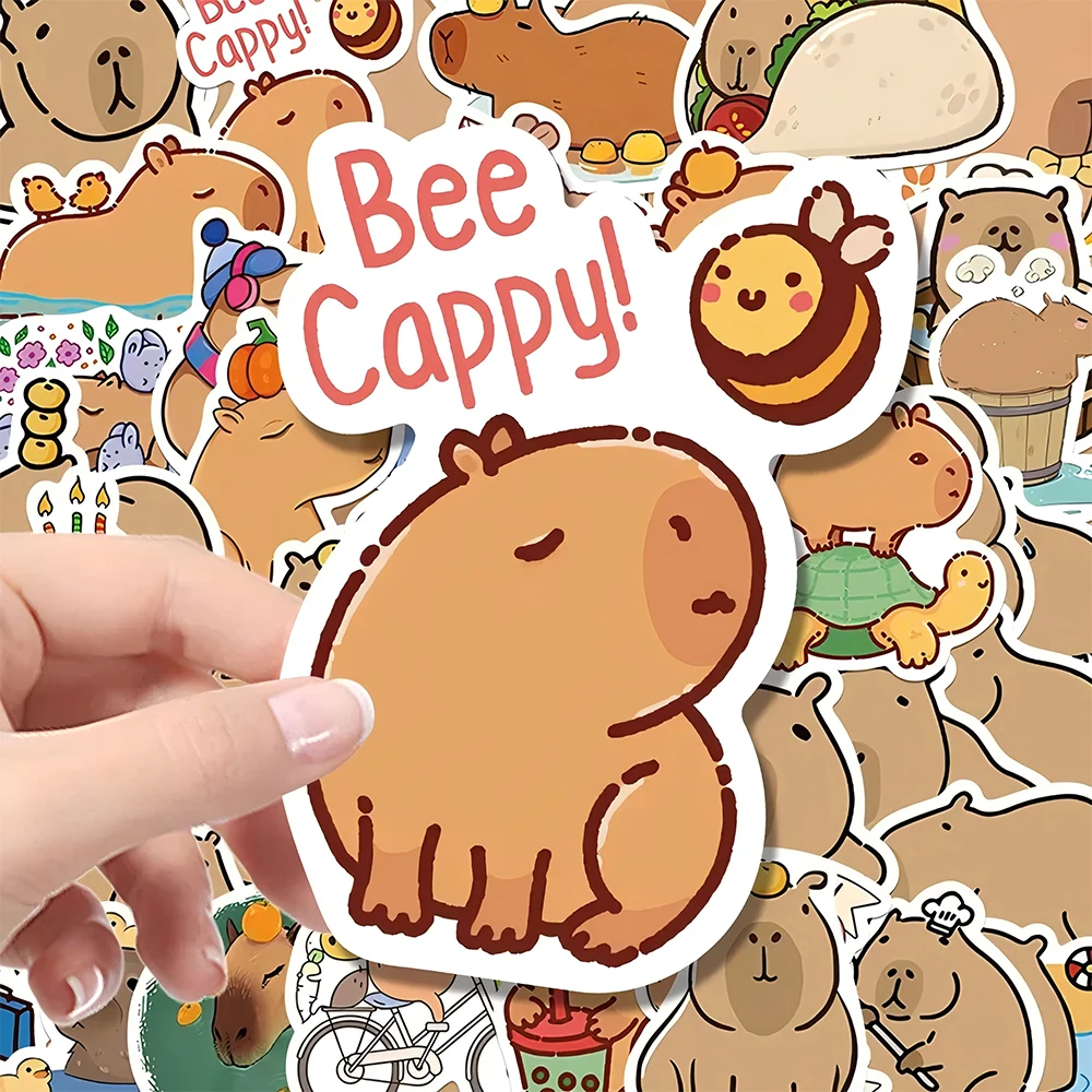 

10/30/50/100pcs Funny Anime Capybara Stickers Creative Animal Cartoon Sticker Luggage Guitar Car Boat Graffiti Decal Kids Toys
