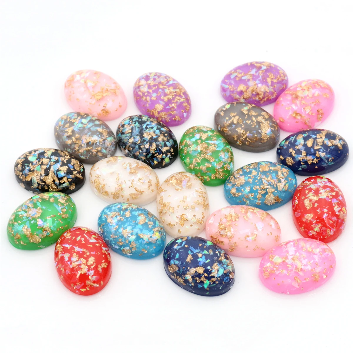 18x25mm 10 sztuk/partia New Fashion Mix kolorów wbudowana folia metalowa z płaskim powrotem Cabochons żywiczne Cameo
