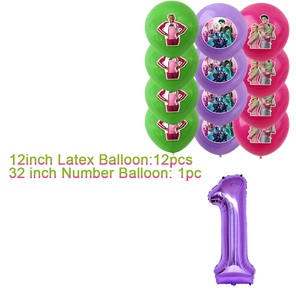 Fournitures de décoration de fête d'anniversaire pour enfants, thème Zombie High, ballon en latex Zed Addison, décoration de gâteau, fournitures de bannière de douche de bébé