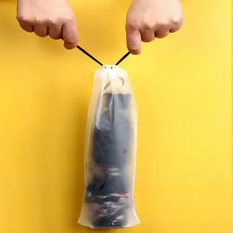 5pcs 투명 방수 우산 보관 가방 휴대용 재사용 가능한 Drawstring 가방 홈 스토리지 주최자 우산 액세서리