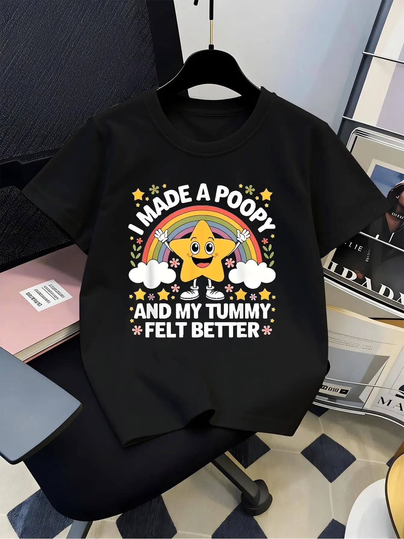 Kids Family Matching Tee Boys Girls I Made A  My Tummy Felt Better Star Rainbow Cartoon Casual Short Sleeve Parent Child Tshirt