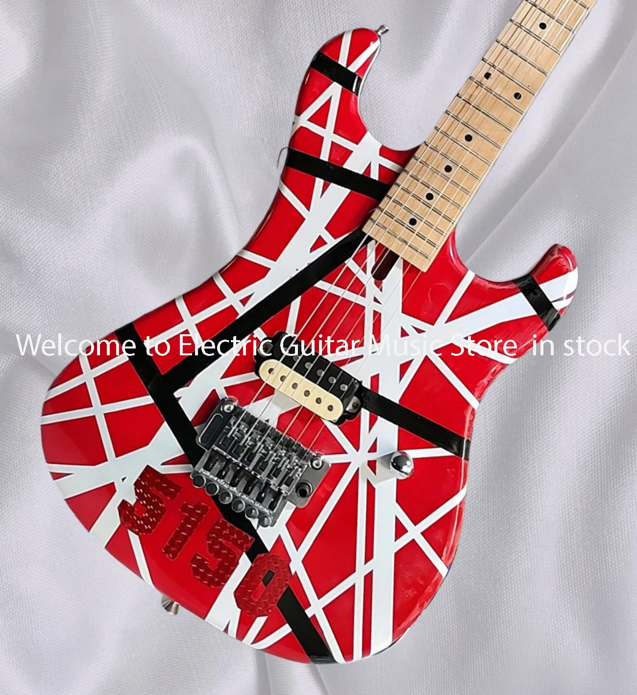 Fabrikbeste E-Gitarre, 5150 rote, weiße und schwarze Streifen, Korpus aus Erle, importiertes kanadisches Ahorngriffbrett, 01478