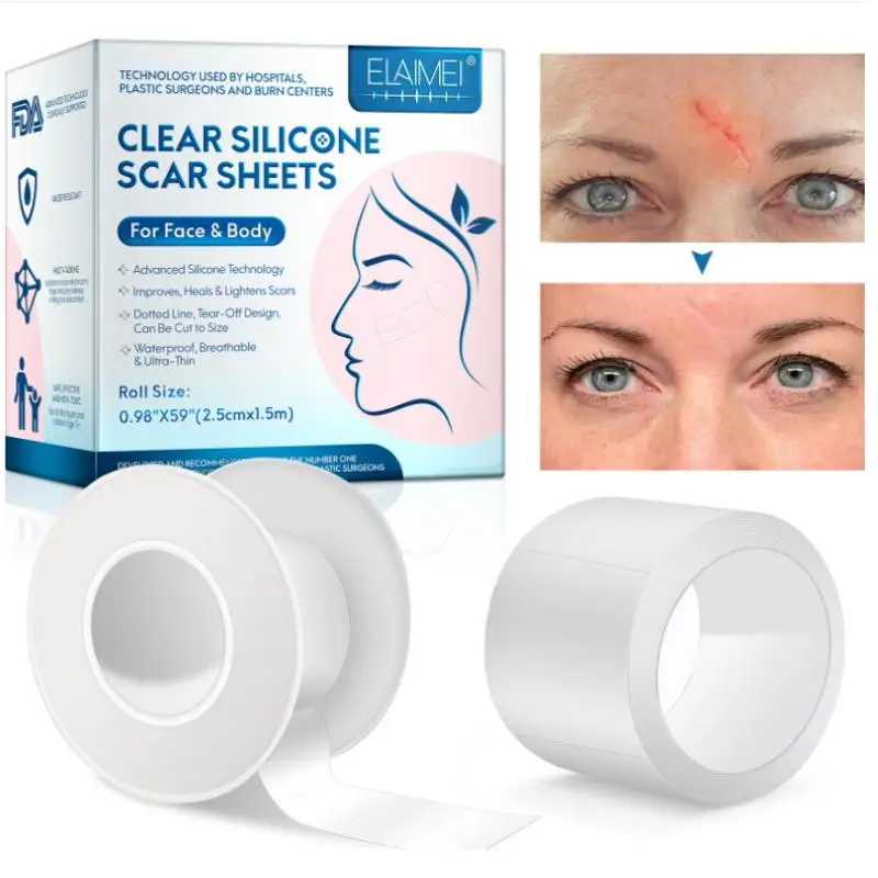 1/2 Roll Invisible Silicone Scar Sheets 2.5cm X 150cm Self-Adhesive Scar Cover Tape Reusable And Effective Skin Care Strips