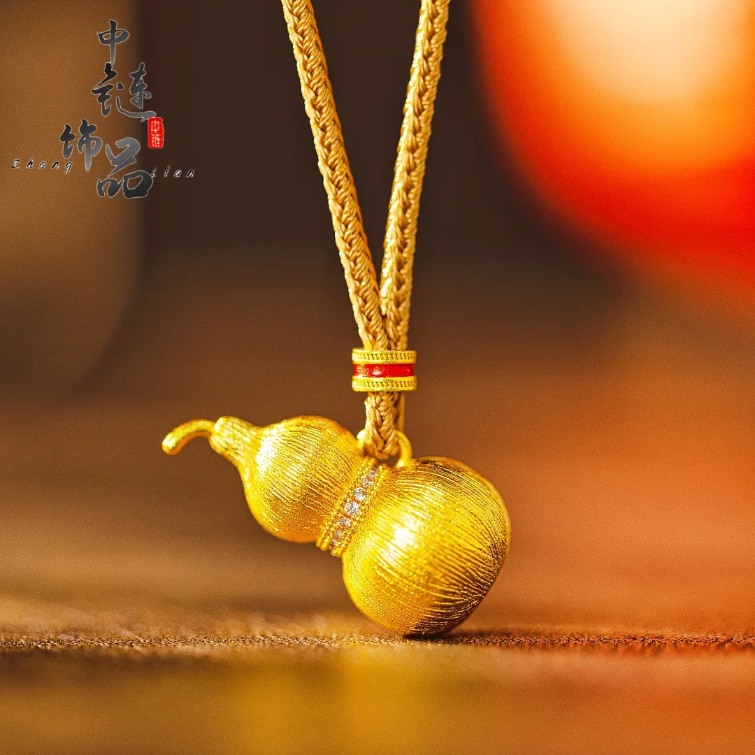 9999 gold diamond-studded brushed metal hanging pendant -shaped pendant