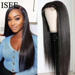 ISEE Hair Straight 13x4 Lace Front Human Hair Wigs Pre Bleached Knots For Women Malaysian Straight 13x6 Lace Front Wigs