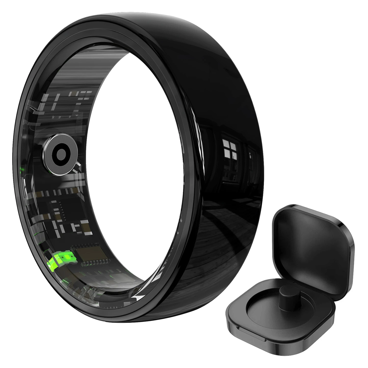 R12 Couple Smart Ring with Charging Case, Gesture Control, Health Heart Rate Sleep Monitoring, 5ATM Waterproof Sport Smart Ring