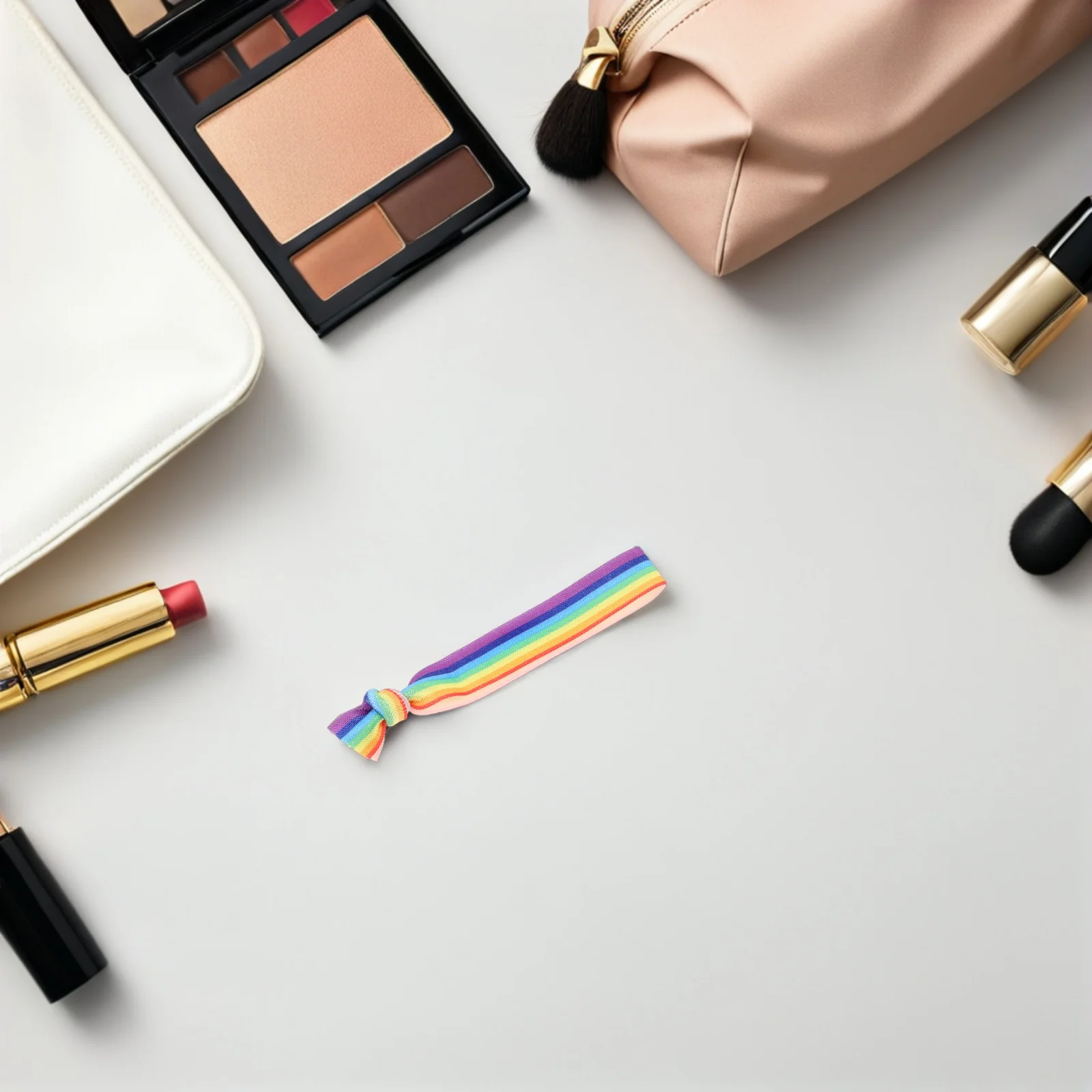 

50pcs Rainbow Knotted Bracelets Colorful Wristbands No Crease Hair Ties Elastic Stretchy Comfortable Little Girl