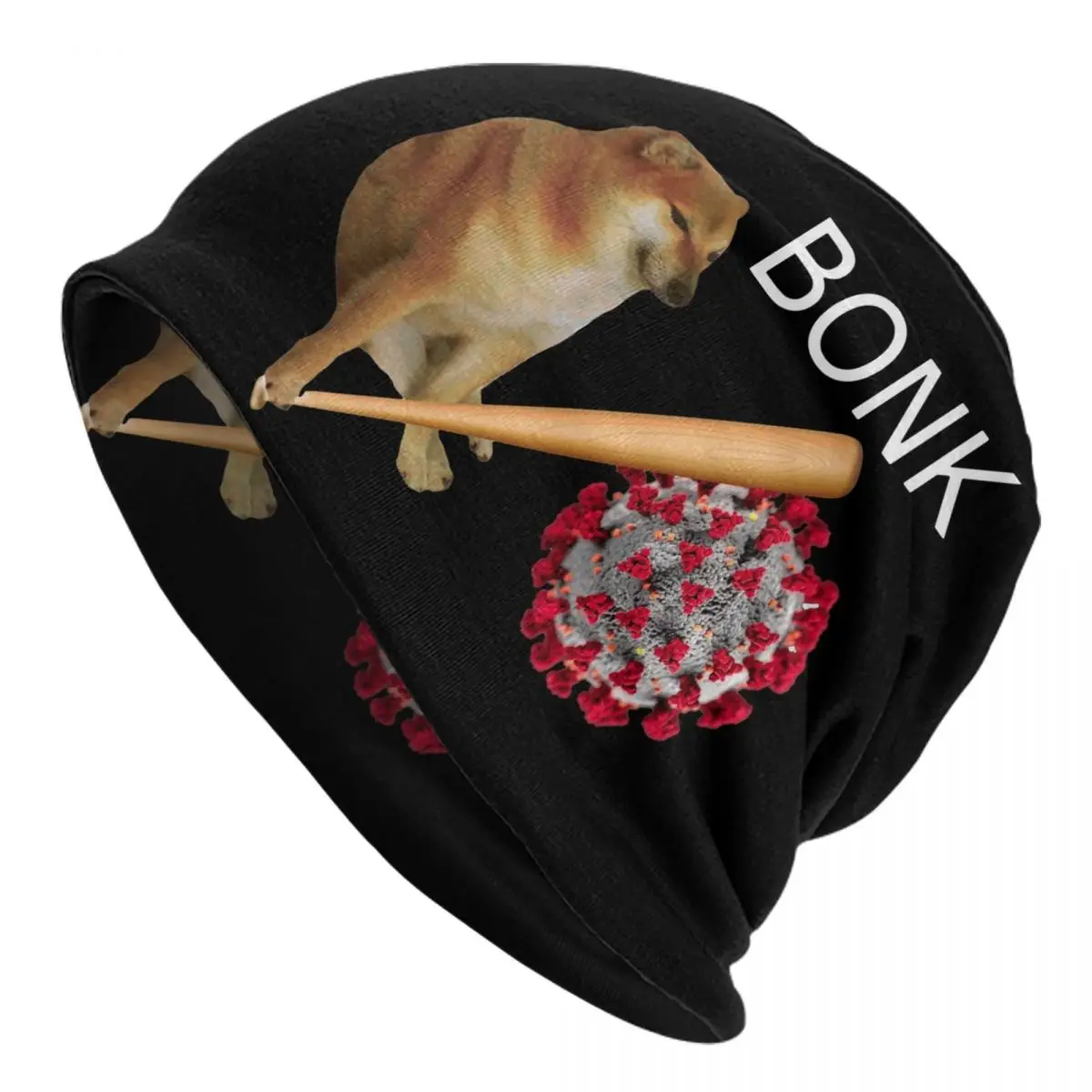 Cheems Virums Bonk Bonnet Hats Hip Hop Knitted Hat For Women Men Warm Winter Shiba Inu Dog Meme Skullies Beanies Caps