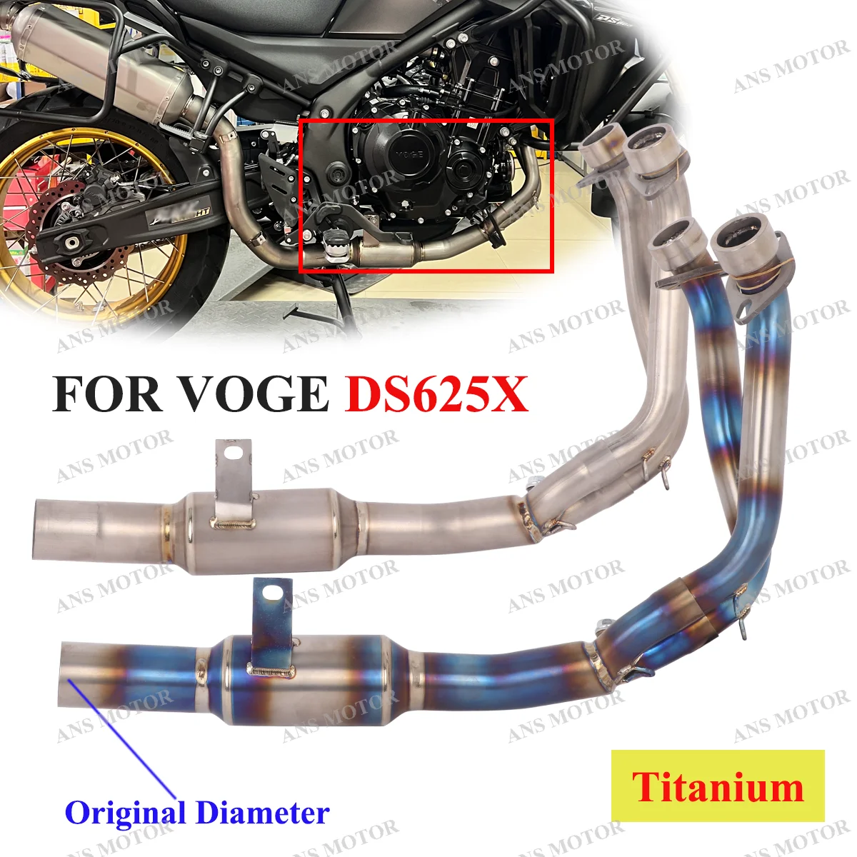 

Titanium For VOGE DS625X ALL YEARS Motorcycle Exhaust Front Link Pipe Slip On DS625X Exhaust