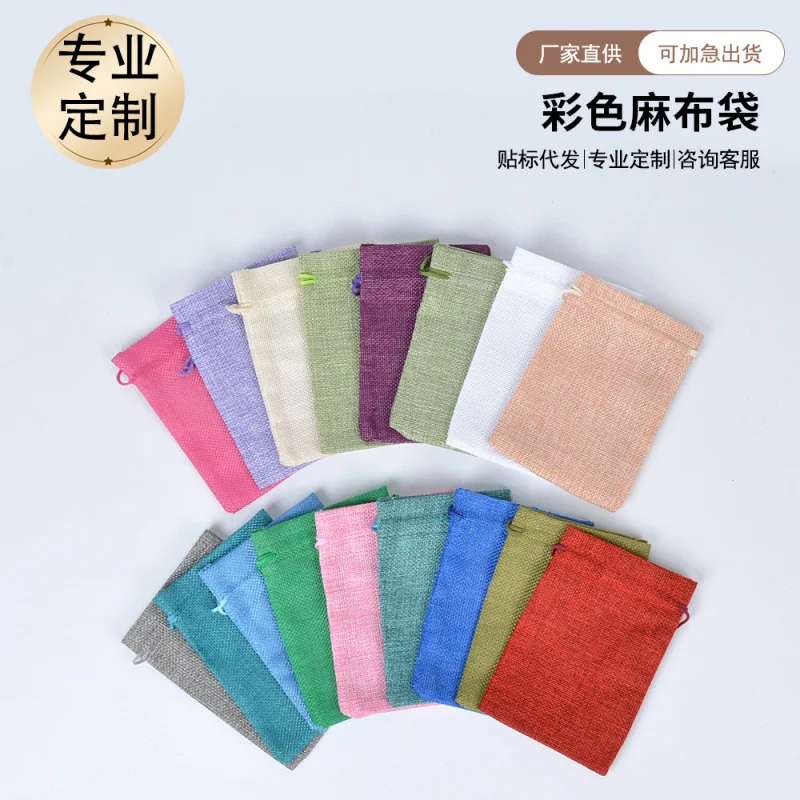 3 uds. En Stock, venta al por mayor, bolsas coloridas con cordón de arpillera para arroz, granos, joyería, bolsitas, embalaje, almacenamiento, bolsas pequeñas